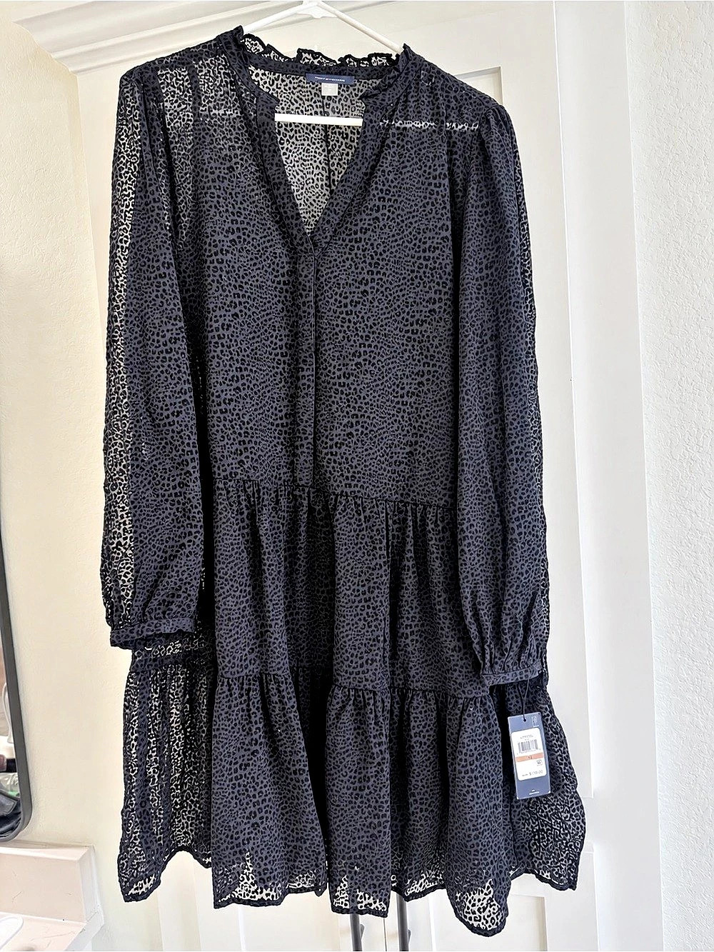 Tommy Hilfiger Animal Print Tiered Mini Dress Size 12 NWT